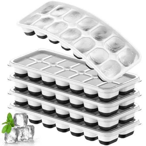Smart Home Ice Cube Tray 5 Pack, Stackable Silicone Ice Cube Trays for Daily Use