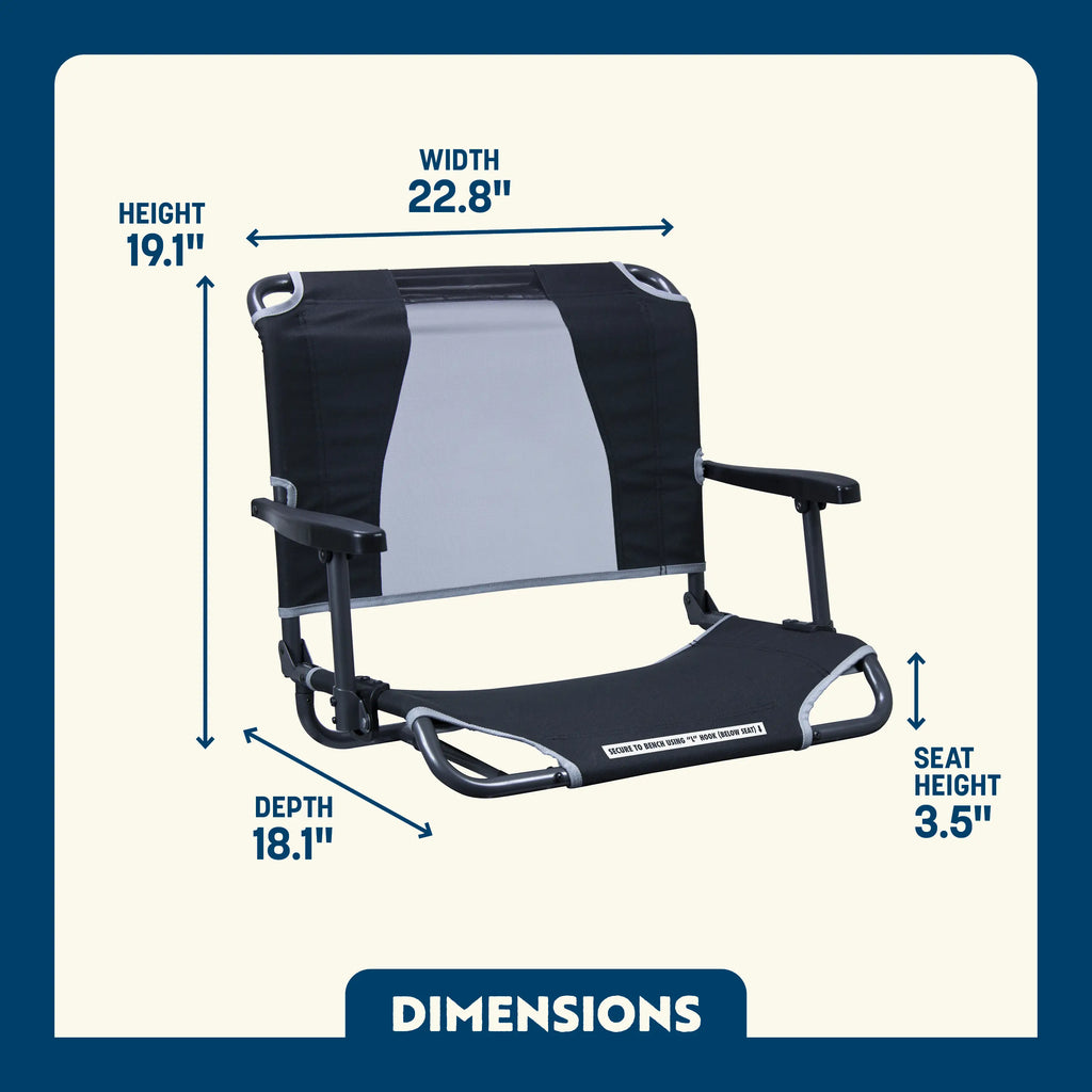 Secure-Hook Big Comfort Stadium Chair with Armrests - Choice 465 - Bleacher-Friendly Stadium Chair with Back Support Detail