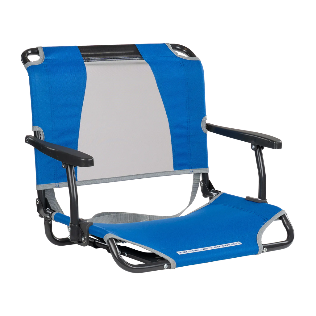 Secure-Hook Big Comfort Stadium Chair with Armrests - Choice 465 - Bleacher-Friendly Stadium Chair with Back Support - Royal Blue