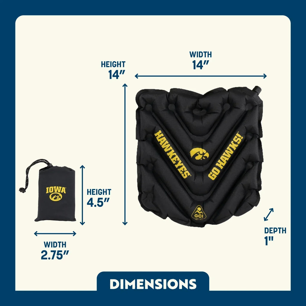 Compact Cushion College V Seat Inflatable Stadium Cushion - Iowa Hawkeyes - Choice 157 - Bleacher-Friendly Stadium Chair with Back Support Detail