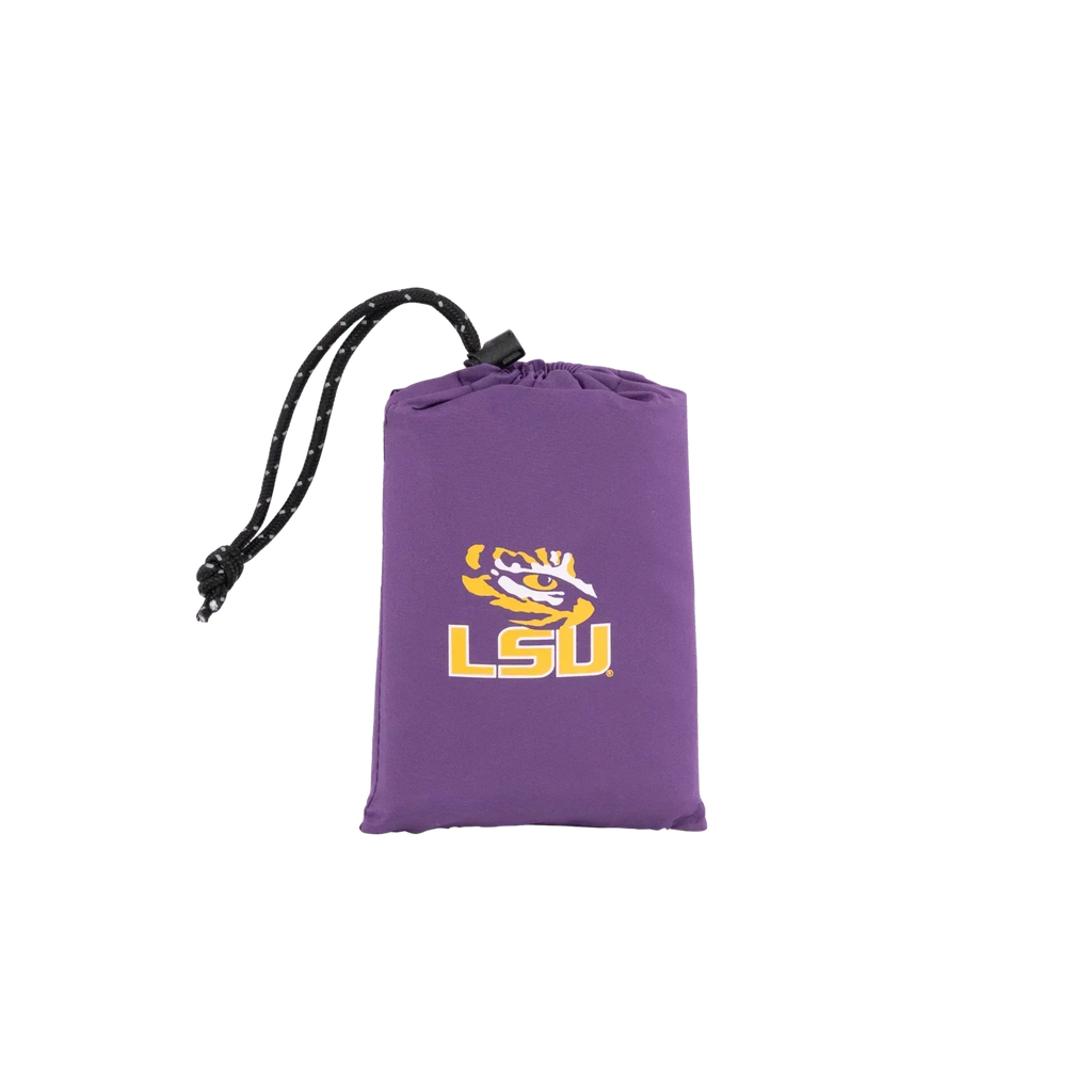 Ergonomic Back-Support College V Seat Inflatable Stadium Cushion - LSU Tigers - Choice 762 - Grandstand Cushion Seat with Secure Under-Bench Hooks Detail