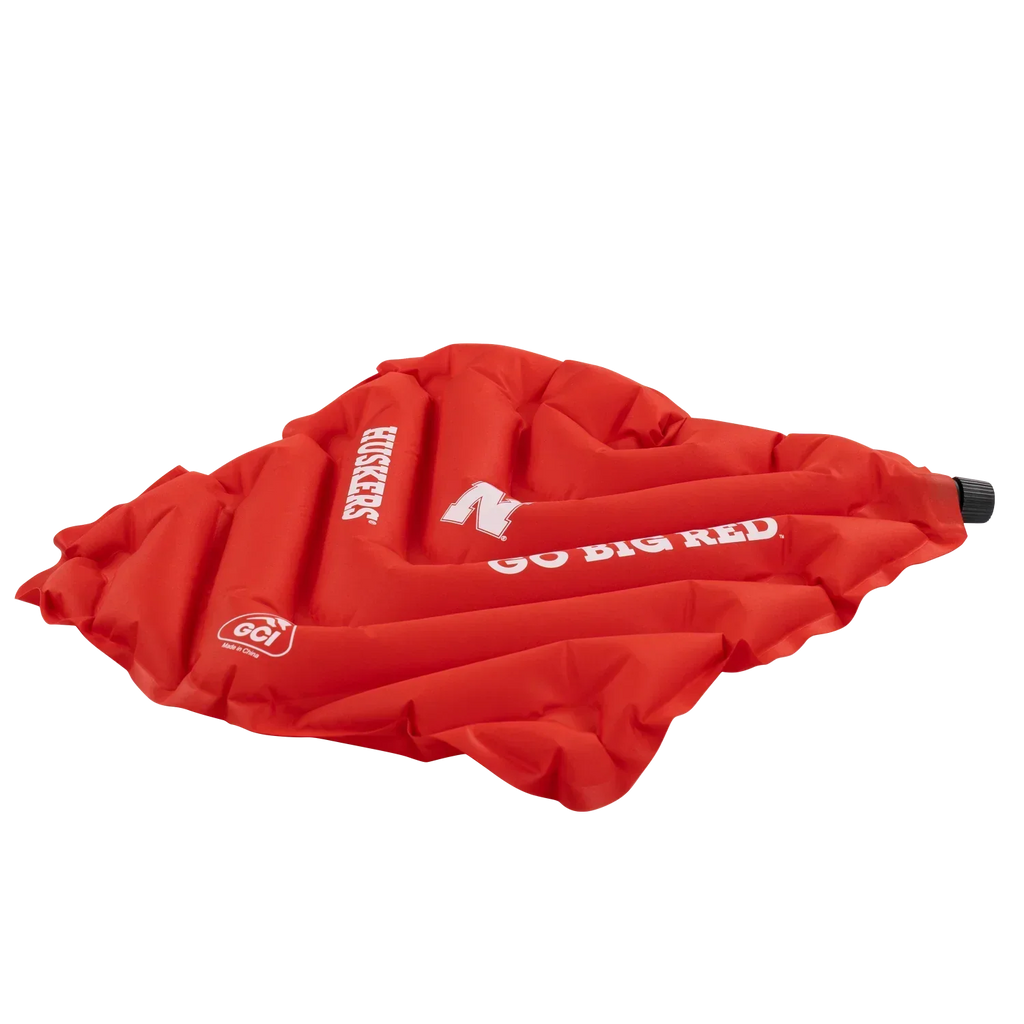 Ultra-Lightweight College V Seat Inflatable Stadium Cushion - Nebraska Cornhuskers - Choice 277 - Grandstand Cushion Seat with Secure Under-Bench Hooks Detail