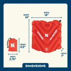 Ultra-Lightweight College V Seat Inflatable Stadium Cushion - Nebraska Cornhuskers - Choice 277 - Grandstand Cushion Seat with Secure Under-Bench Hooks Detail