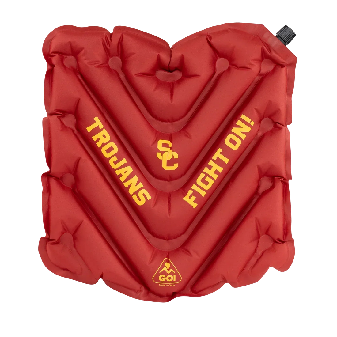 Secure-Hook College V Seat Inflatable Stadium Cushion - USC Trojans - Choice 523 - Lightweight Folding Bleacher Chair with Cushioning - Default Title