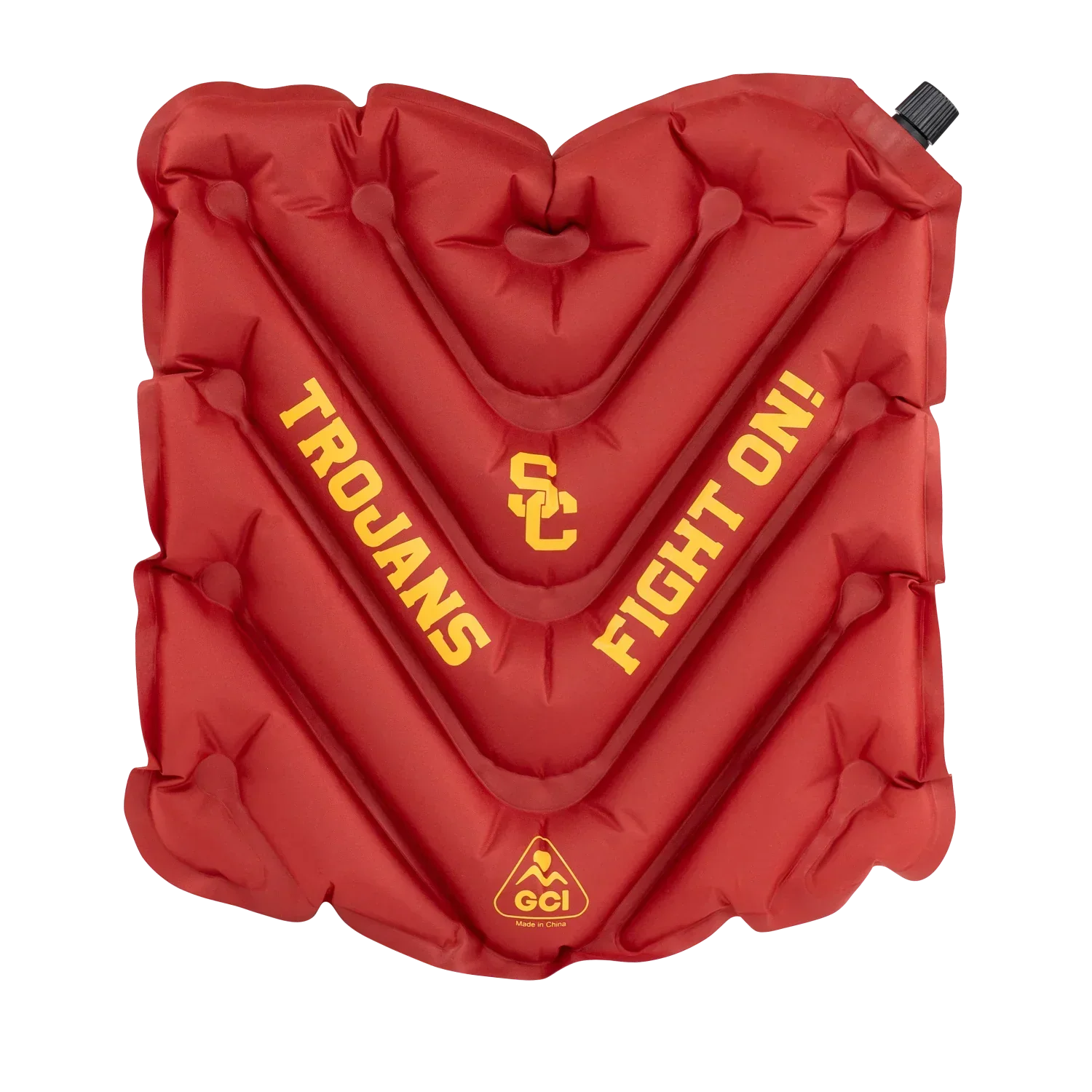 Secure-Hook College V Seat Inflatable Stadium Cushion - USC Trojans - Choice 523 - Lightweight Folding Bleacher Chair with Cushioning - Default Title