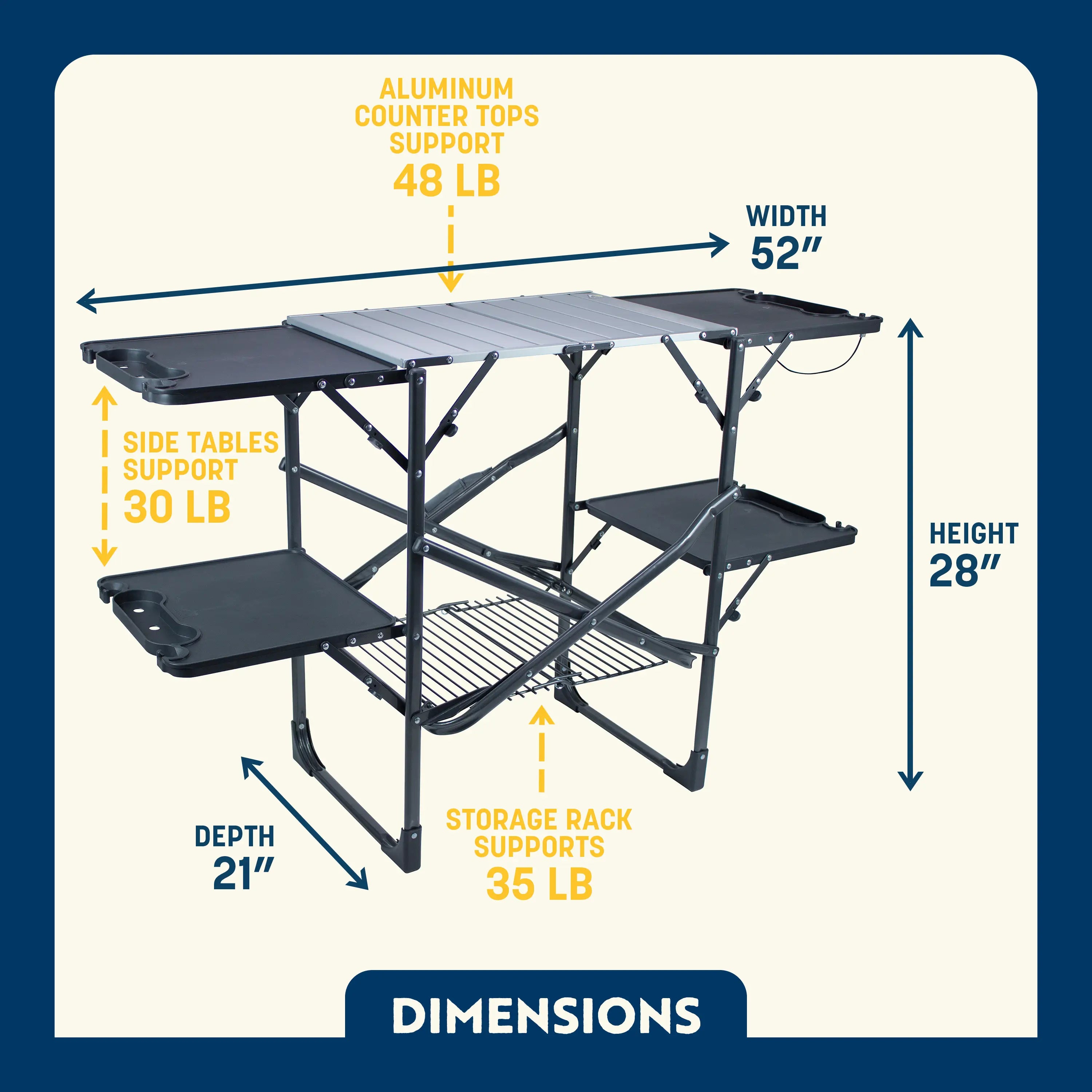 Portable Culinary Slim-Fold Cook Station - Choice 575 - Multi-Purpose Outdoor Culinary Cooking Set Detail