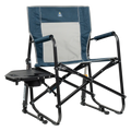 Premium All-Weather Freestyle Rocker with Side Table - Choice 853 - Freestyle Rocker Portable Outdoor Folding Chair - Heathered Indigo
