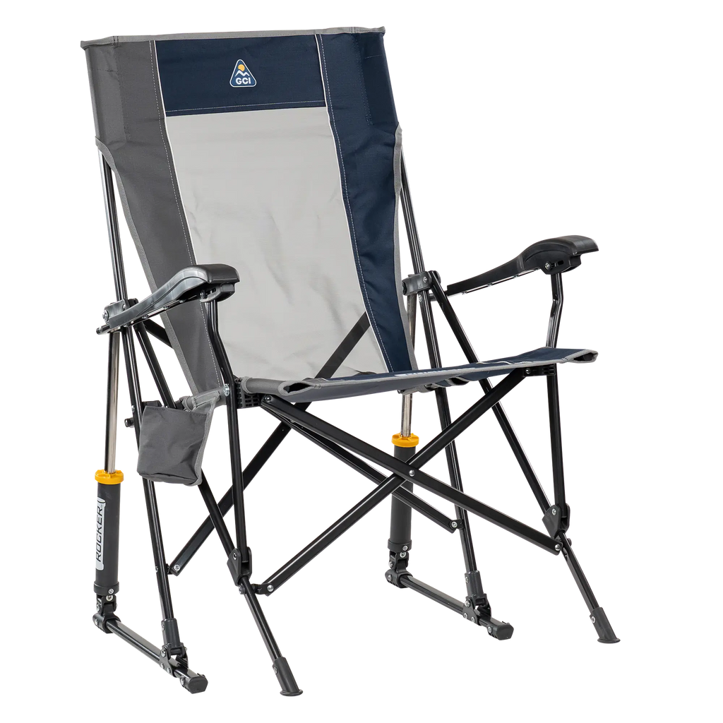 Smooth Motion RoadTrip Rocker - Choice 855 - Patented Spring-Action Rocking Chair for Camping - Indigo
