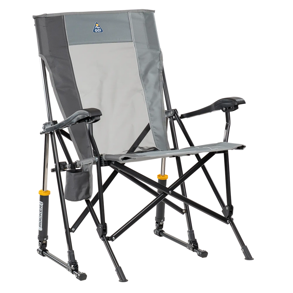 Smooth Motion RoadTrip Rocker - Choice 855 - Patented Spring-Action Rocking Chair for Camping - Mercury Gray