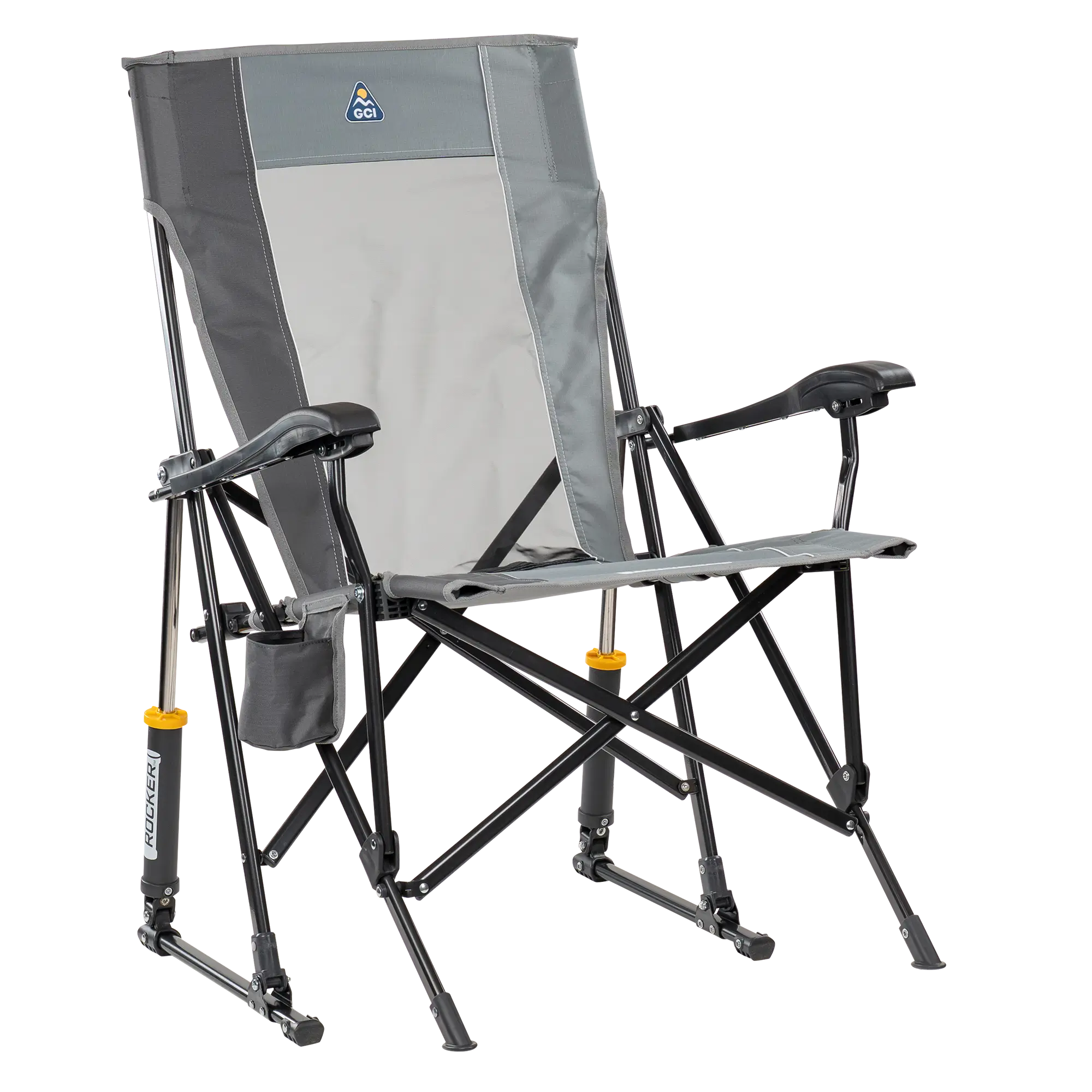 Smooth Motion RoadTrip Rocker - Choice 855 - Patented Spring-Action Rocking Chair for Camping - Mercury Gray