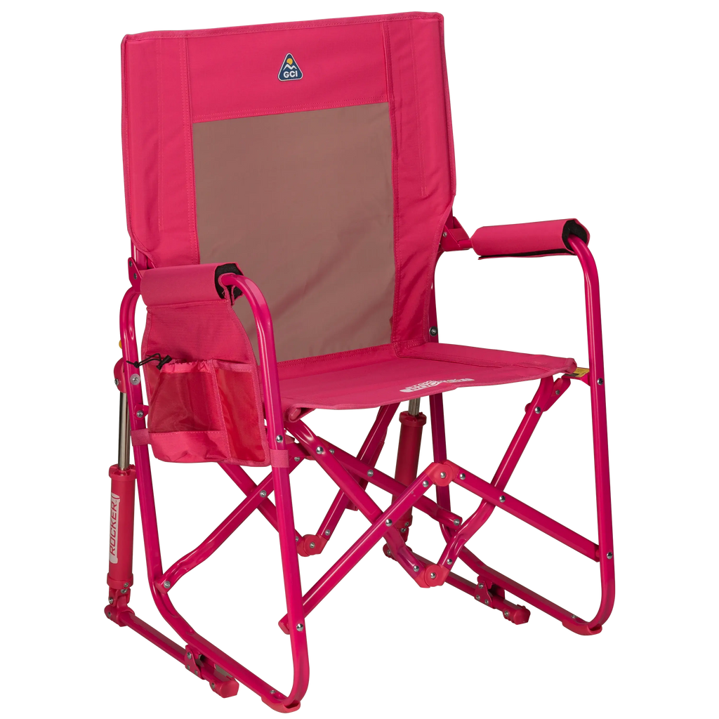 Luxury Camp Stowaway Rocker - Choice 794 - Freestyle Rocker Portable Outdoor Folding Chair - Bright Pink
