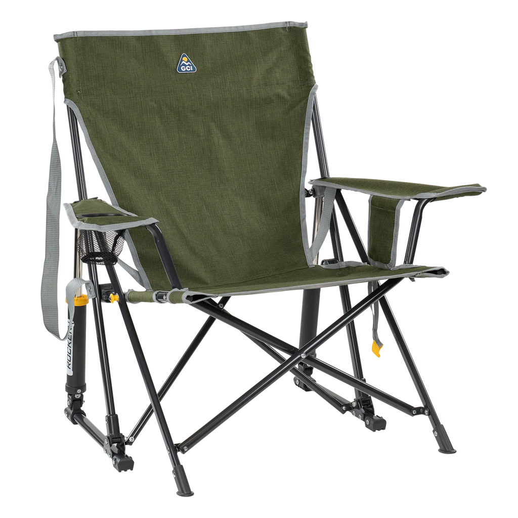 Premium All-Weather Kickback Rocker - Choice 345 - RoadTrip Rocker Smooth Motion Camp Chair - Heathered Loden