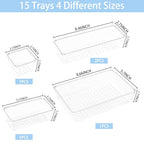Eco-Friendly Manalete Drawer Organizers Set of 15, 4 Sizes Clear Collection