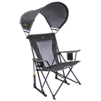 Premium All-Weather SunShade Rocker - Choice 550 - Patented Spring-Action Rocking Chair for Camping - Pewter