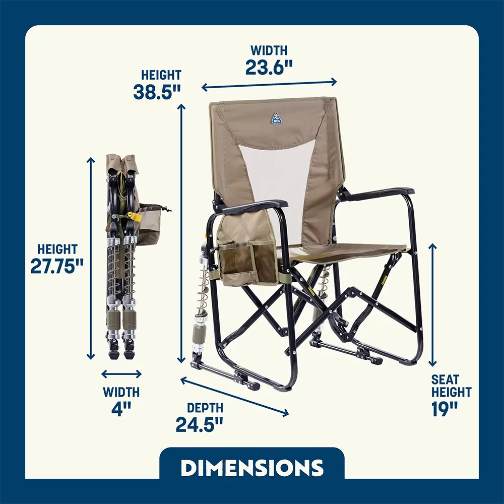 Smooth Motion Adjustable Rocker - Choice 573 - Patented Spring-Action Rocking Chair for Camping Detail