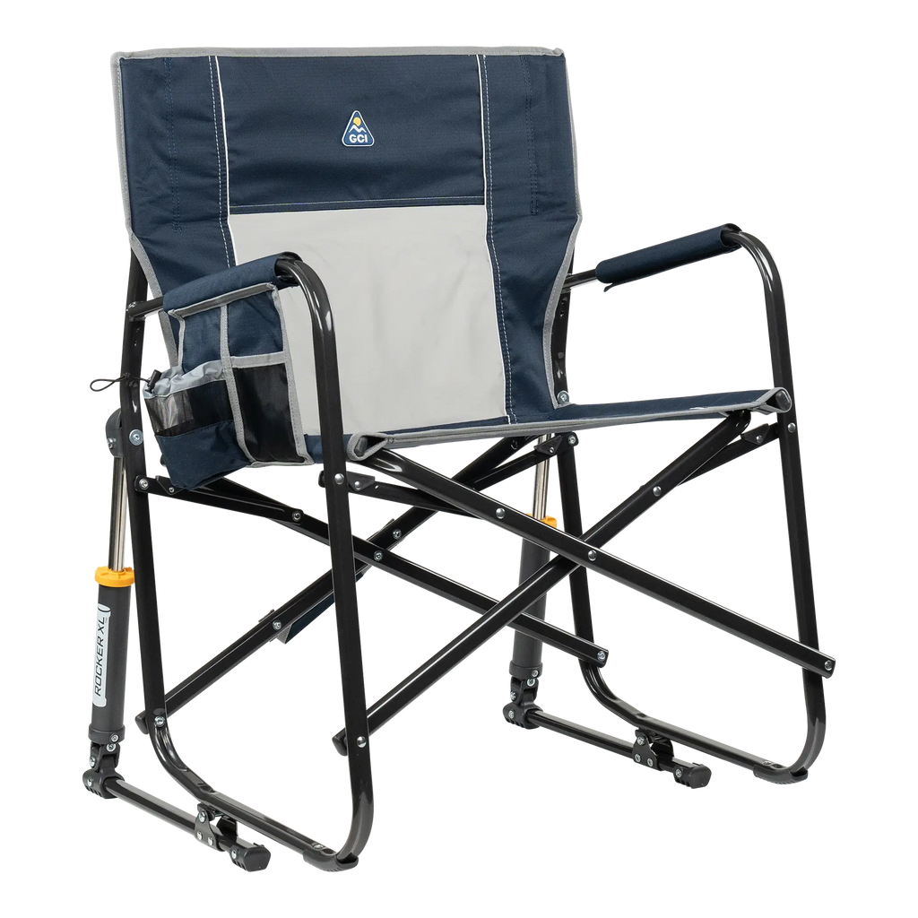 Smooth Motion Freestyle Rocker XL - Choice 552 - Heavy-Duty Kickback Rocker with Beverage Holder - Indigo