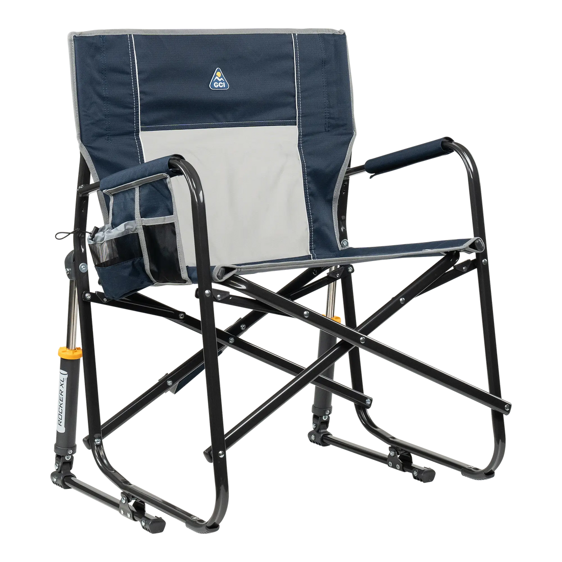 Smooth Motion Freestyle Rocker XL - Choice 552 - Heavy-Duty Kickback Rocker with Beverage Holder - Indigo