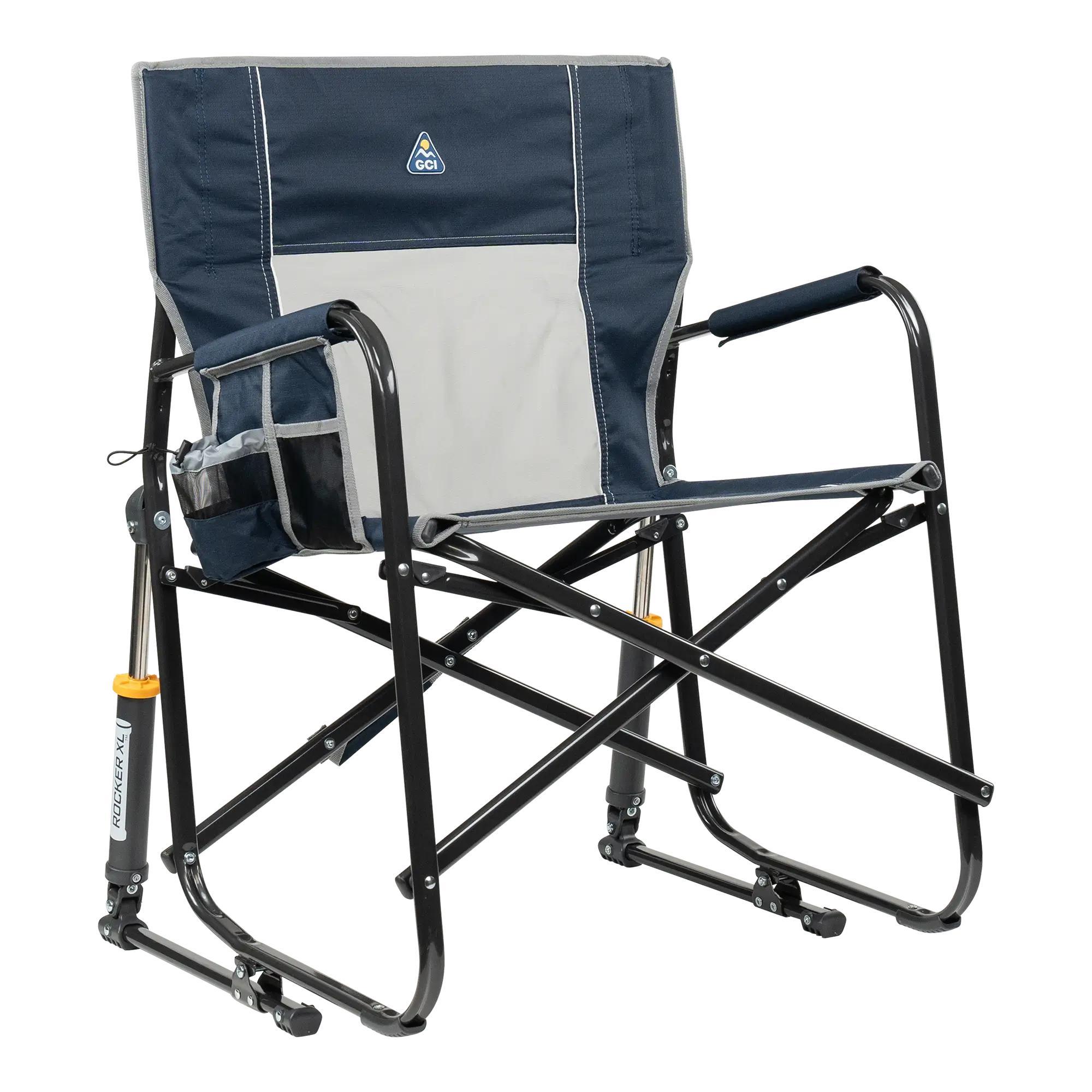Smooth Motion Freestyle Rocker XL - Choice 552 - Heavy-Duty Kickback Rocker with Beverage Holder - Indigo