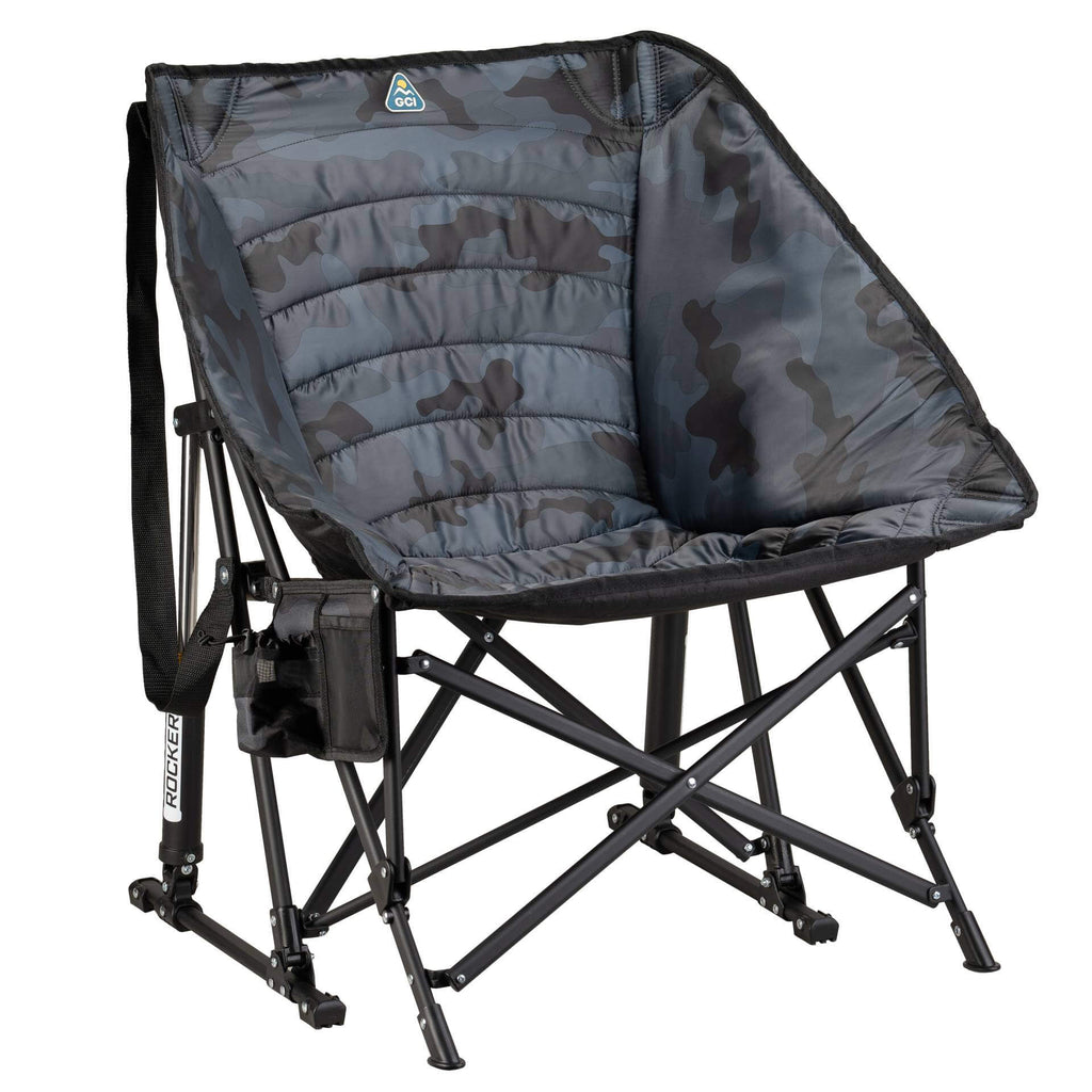 Luxury Camp Puff Rocker - Choice 731 - RoadTrip Rocker Smooth Motion Camp Chair - Stealth Camo