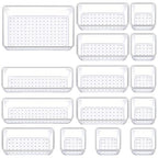 Eco-Friendly Manalete Drawer Organizers Set of 15, 4 Sizes Clear Collection
