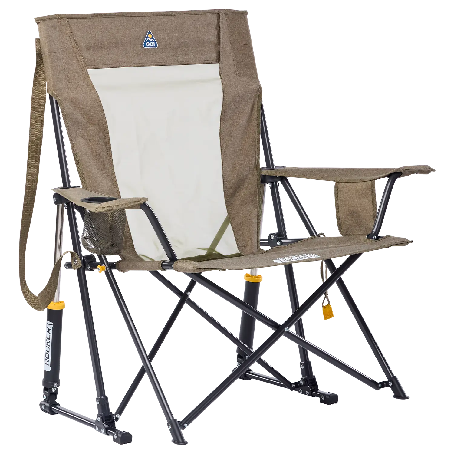 Patented Spring-Action Comfort Pro Rocker XL - Choice 107 - Heavy-Duty Kickback Rocker with Beverage Holder - Heathered Aged Fatigue