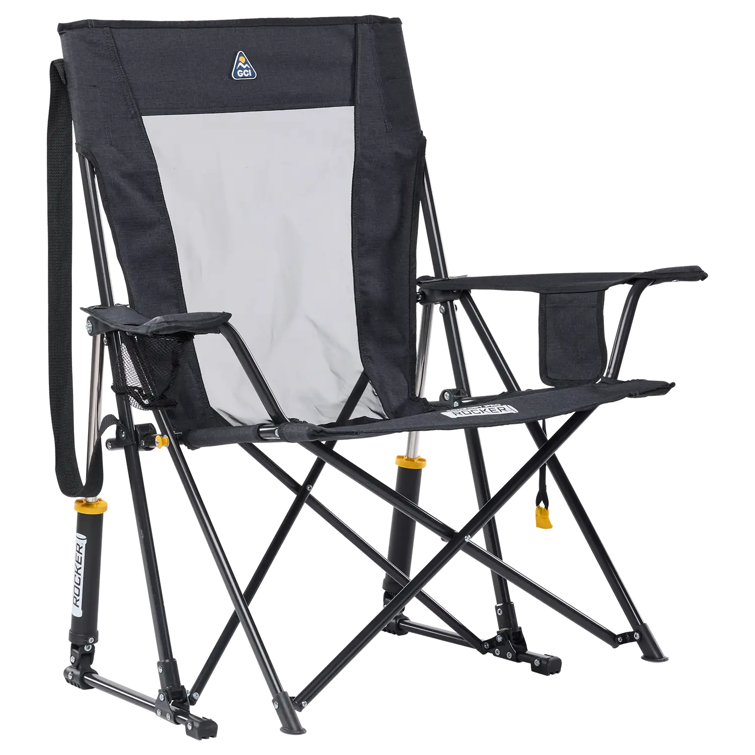 Patented Spring-Action Comfort Pro Rocker XL - Choice 107 - Heavy-Duty Kickback Rocker with Beverage Holder - Heathered Charcoal