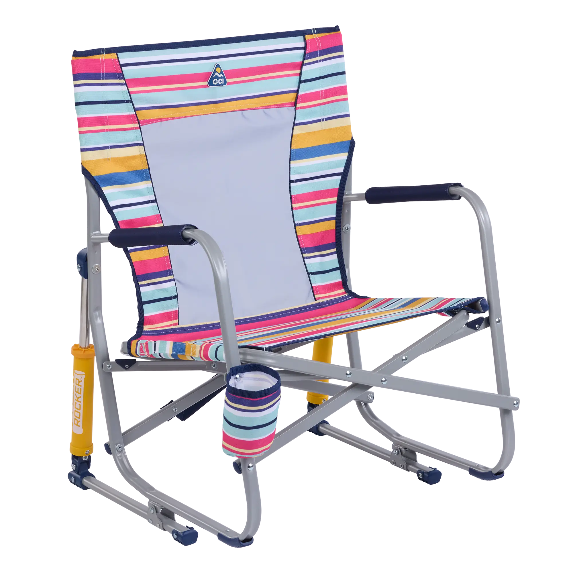 Patented Spring-Action Beach Rocker - Choice 712 - RoadTrip Rocker Smooth Motion Camp Chair - Multi Stripe