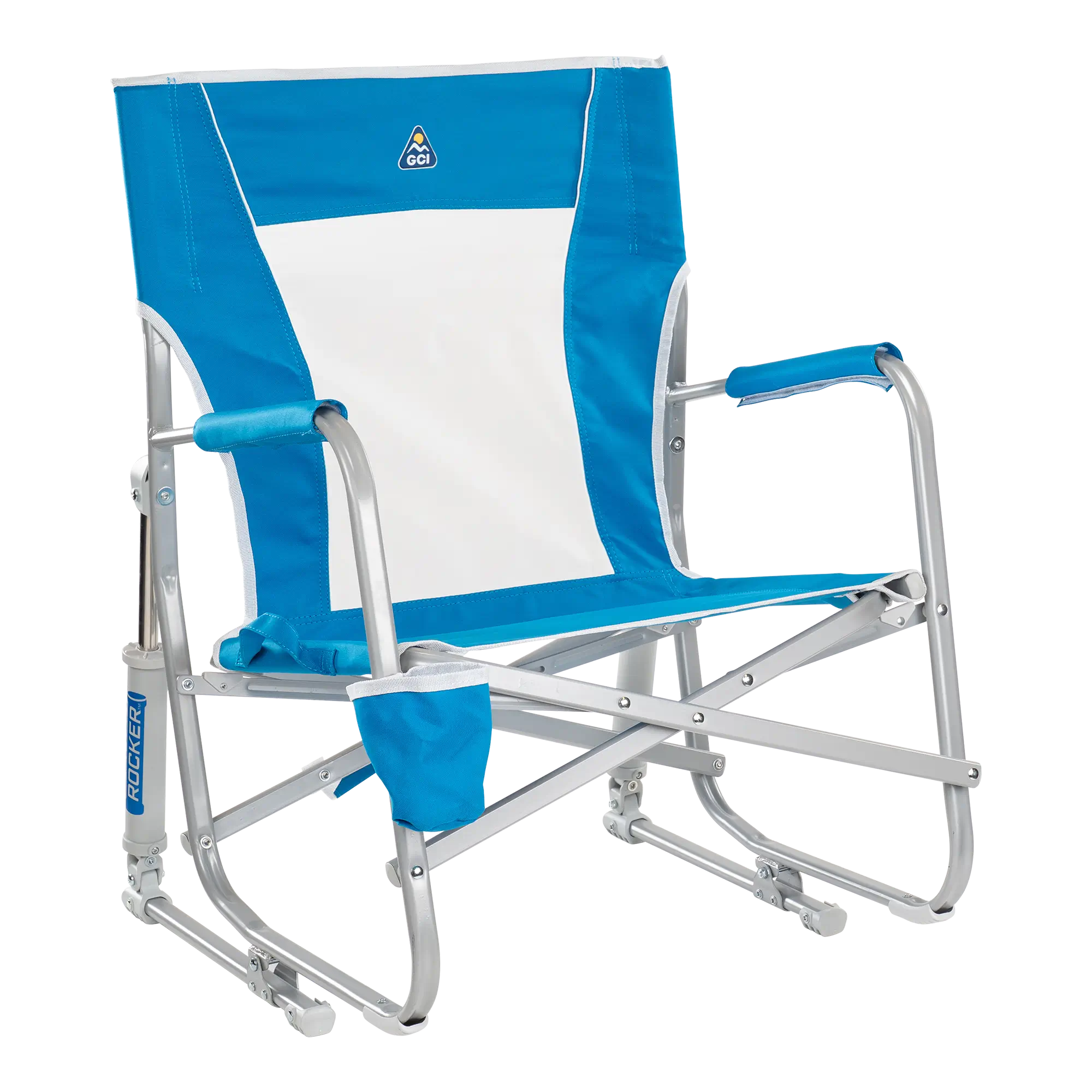 Patented Spring-Action Beach Rocker - Choice 712 - RoadTrip Rocker Smooth Motion Camp Chair - Saybrook Blue