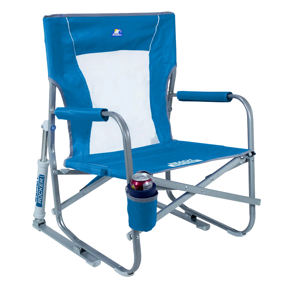Smooth Motion Beach Rocker Bundle - Choice 773 - Heavy-Duty Kickback Rocker with Beverage Holder Detail