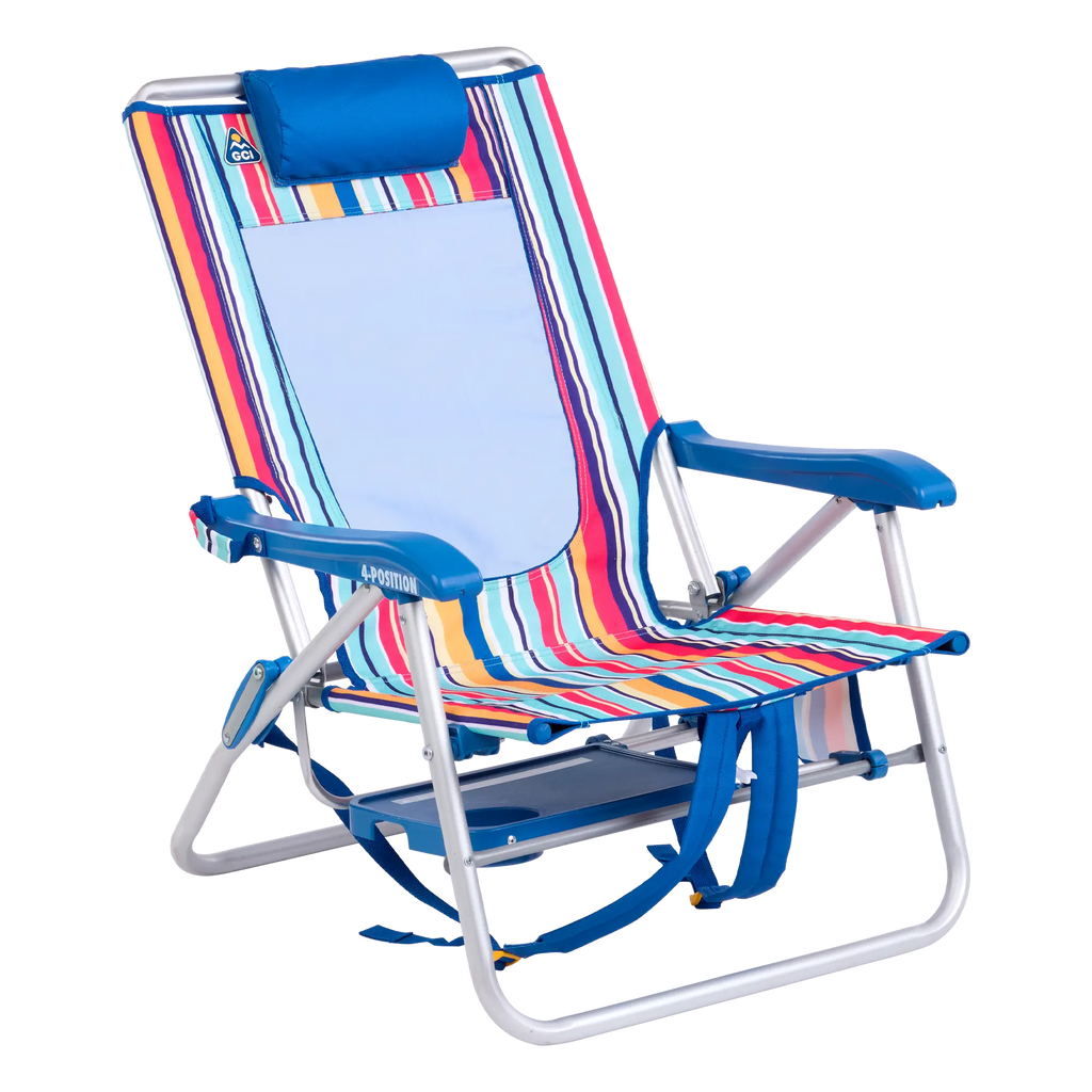Sand-Friendly Big Surf with Slide Table - Choice 334 - Multi-Position Outdoor Beach Chair with Pillow Detail