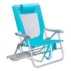 Sand-Friendly Big Surf with Slide Table - Choice 334 - Multi-Position Outdoor Beach Chair with Pillow - Seafoam Green