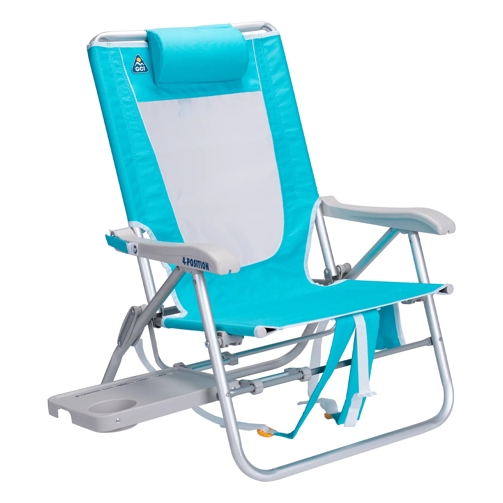 Sand-Friendly Big Surf with Slide Table - Choice 334 - Multi-Position Outdoor Beach Chair with Pillow - Seafoam Green