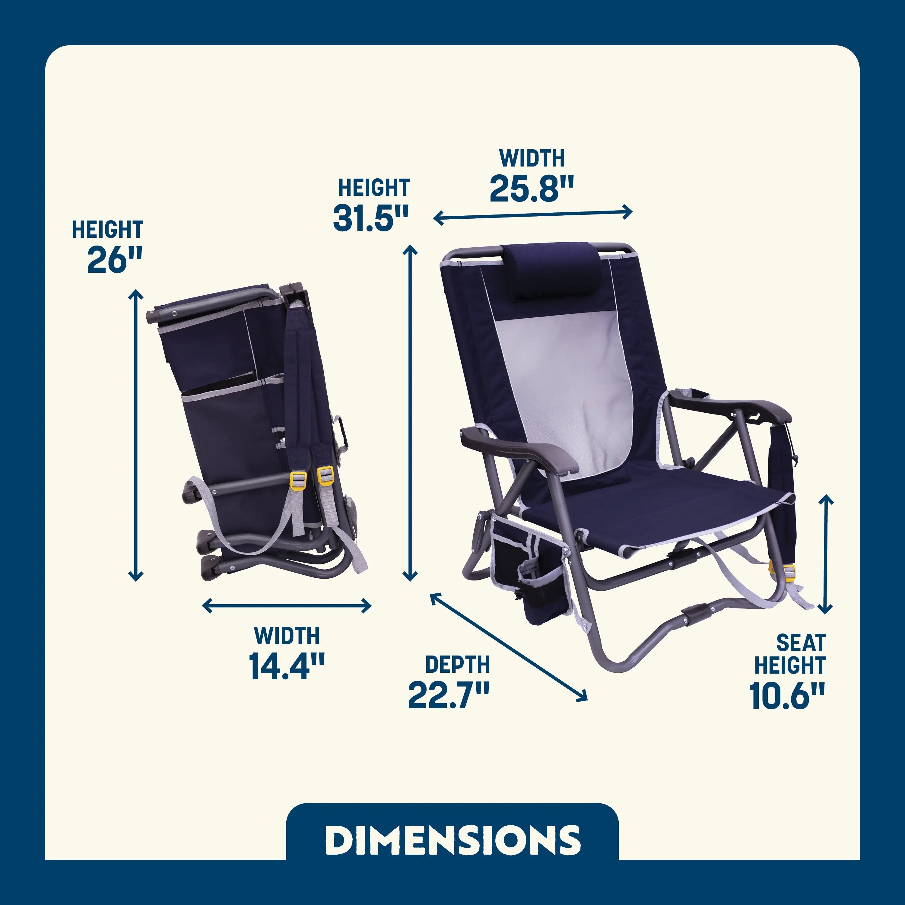 Ultra-Compact Bi-Fold Slim Event Chair - Choice 334 - Ultra-Lightweight Telescoping PackSeat Travel Stool Detail