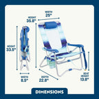 Backpack Travel Bi-Fold Beach Chair - Choice 601 - Portable Heavy-Duty Low Boy Chair for Ocean Side Detail