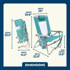 Backpack Travel Bi-Fold Beach Chair - Choice 601 - Portable Heavy-Duty Low Boy Chair for Ocean Side Detail