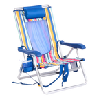 Rust-Resistant Aluminum Backpack Beach Chair - Choice 709 - Multi-Position Outdoor Beach Chair with Pillow - Multi Stripe
