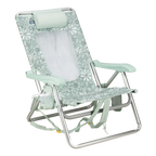 Rust-Resistant Aluminum Backpack Beach Chair - Choice 709 - Multi-Position Outdoor Beach Chair with Pillow - Floral Pastel Green