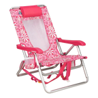 Rust-Resistant Aluminum Backpack Beach Chair - Choice 709 - Multi-Position Outdoor Beach Chair with Pillow - Floral Sport Pink
