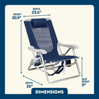 Rust-Resistant Aluminum Backpack Beach Chair - Choice 709 - Multi-Position Outdoor Beach Chair with Pillow Detail