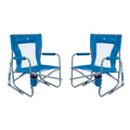 Smooth Motion Beach Rocker Bundle - Choice 773 - Heavy-Duty Kickback Rocker with Beverage Holder - Saybrook Blue