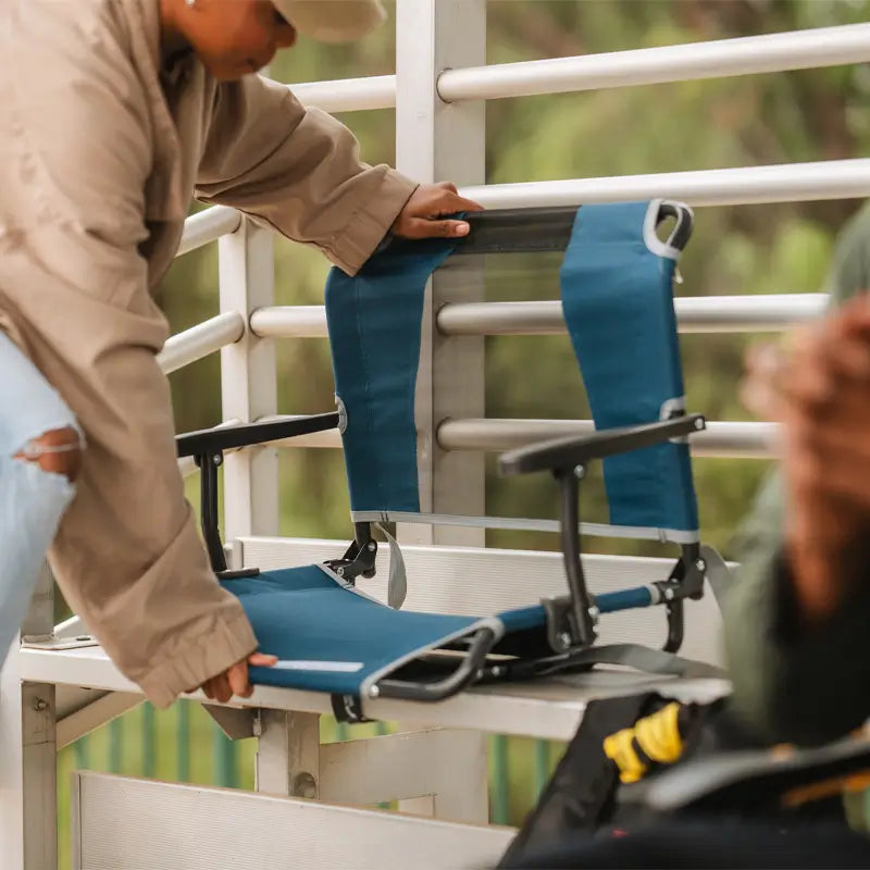 Secure-Hook Big Comfort Stadium Chair with Armrests - Choice 465 - Bleacher-Friendly Stadium Chair with Back Support Detail