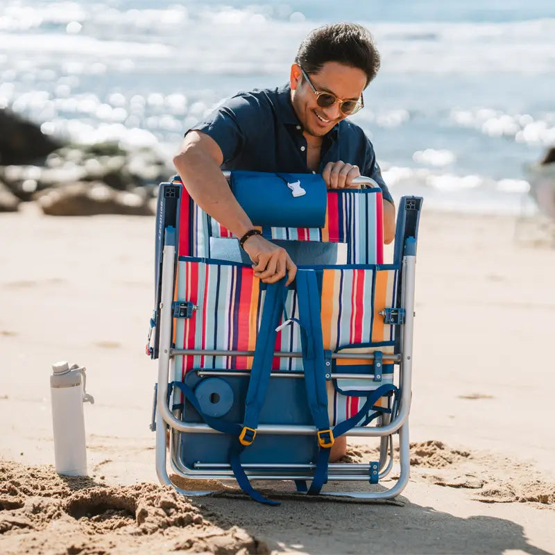 Sand-Friendly Big Surf with Slide Table - Choice 334 - Multi-Position Outdoor Beach Chair with Pillow Detail