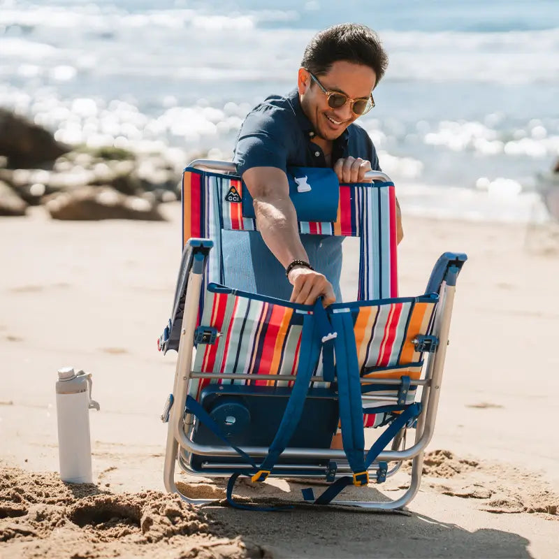 Sand-Friendly Big Surf with Slide Table - Choice 334 - Multi-Position Outdoor Beach Chair with Pillow Detail