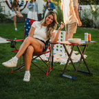 Patented Spring-Action Comfort Pro Rocker - USA Anniversary Deluxe - Choice 424 - Heavy-Duty Kickback Rocker with Beverage Holder Detail