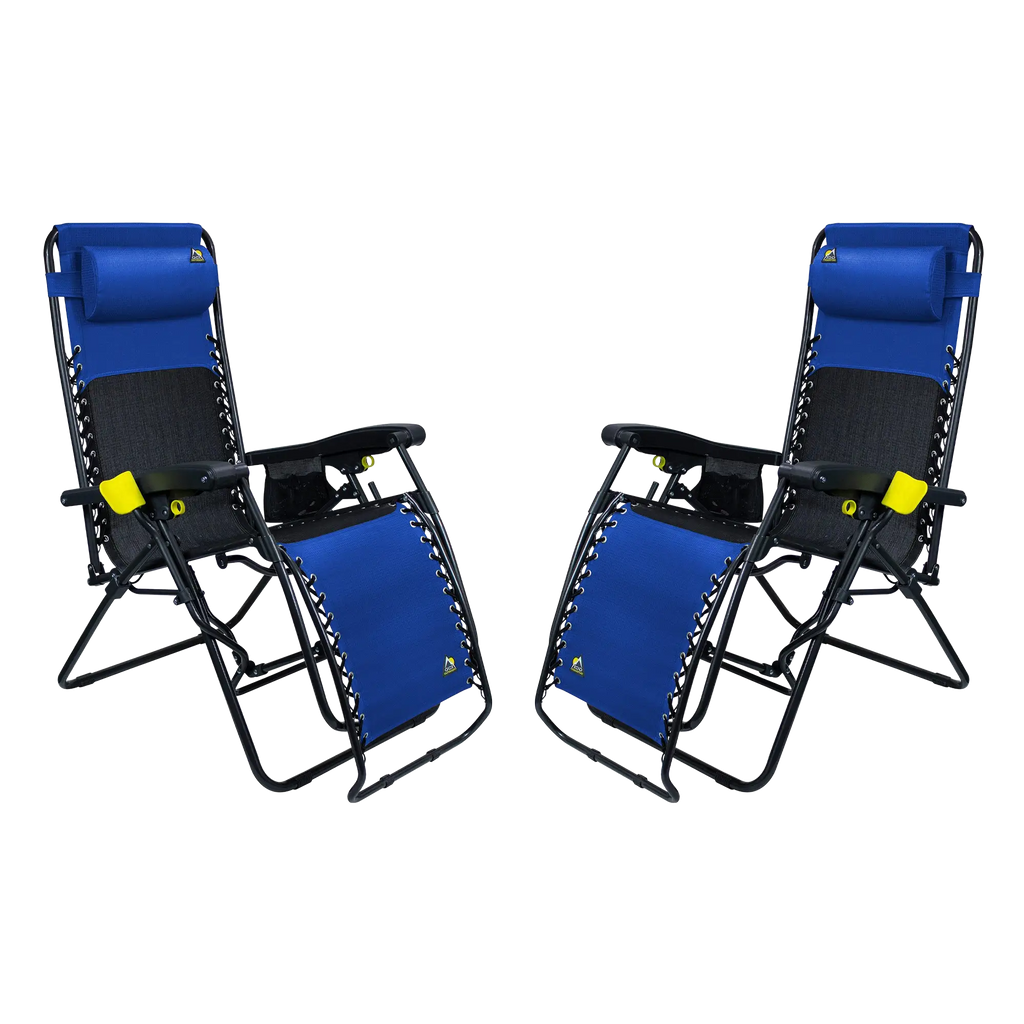 Rust-Resistant Aluminum Freeform Zero Gravity Lounger Bundle - Choice 507 - Low-Profile Reclining Beach Chair with Backpack Straps - Royal Blue