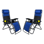 Rust-Resistant Aluminum Freeform Zero Gravity Lounger Bundle - Choice 507 - Low-Profile Reclining Beach Chair with Backpack Straps - Royal Blue