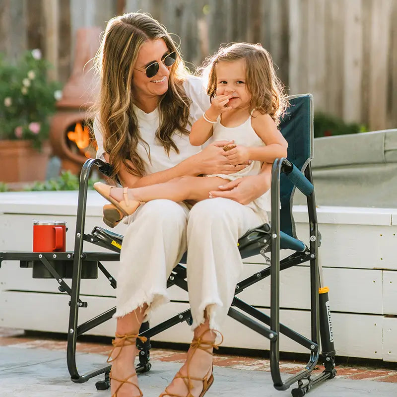 Premium All-Weather Freestyle Rocker with Side Table - Choice 853 - Freestyle Rocker Portable Outdoor Folding Chair Detail