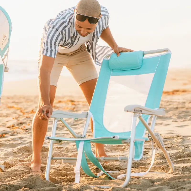 Sand-Friendly Big Surf with Slide Table - Choice 334 - Multi-Position Outdoor Beach Chair with Pillow Detail