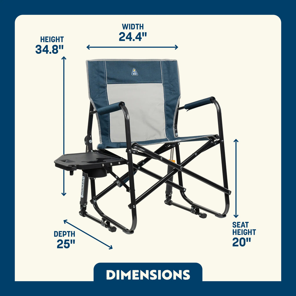 Premium All-Weather Freestyle Rocker with Side Table - Choice 853 - Freestyle Rocker Portable Outdoor Folding Chair Detail