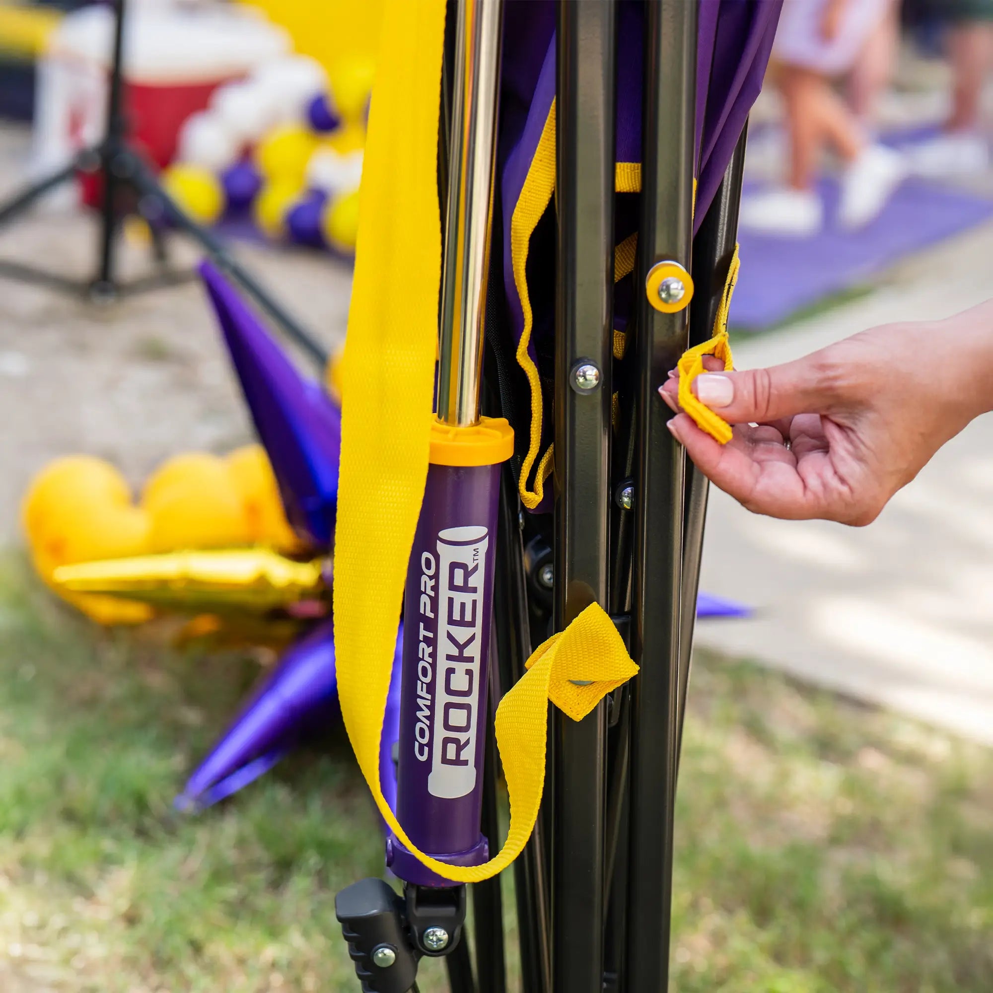Smooth Motion College Comfort Pro Rocker - LSU Tigers - Choice 880 - Heavy-Duty Kickback Rocker with Beverage Holder Detail